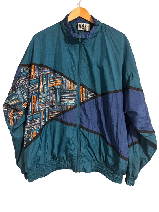 Active Wear Other - Hello 80’s Teal & Indigo Retro Pattern Windbreaker Active Wear Size Unisex XL